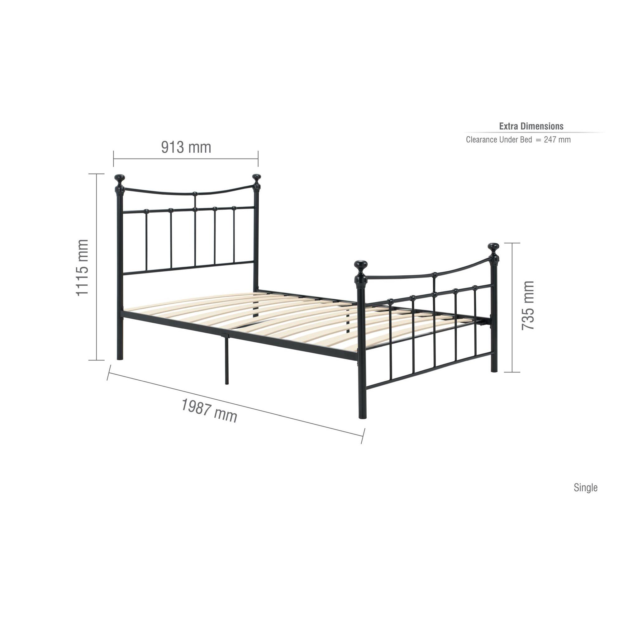 Emily Bed Frame - Black Metal - Sizes Available