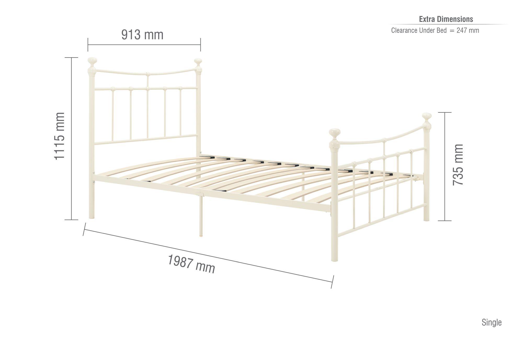 Emily Bed Frame - Cream Metal - Sizes Available