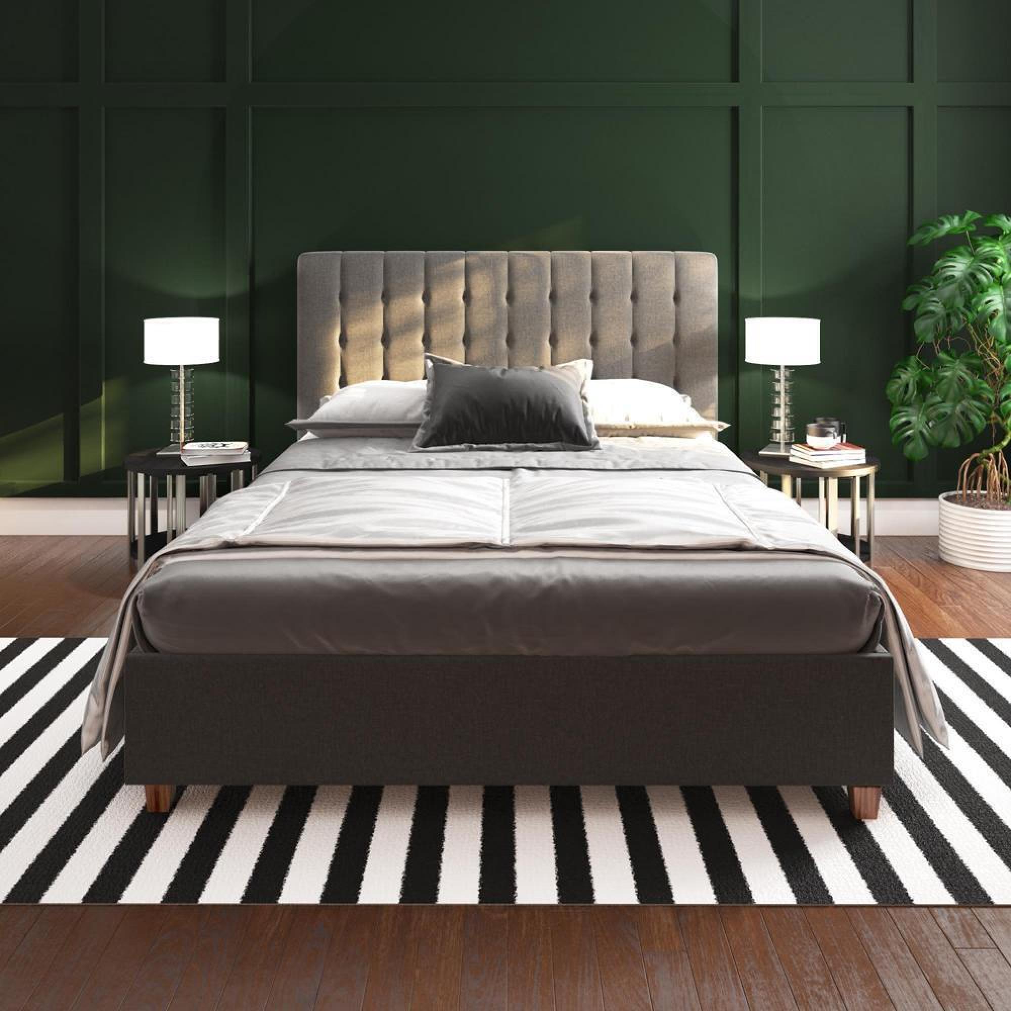 Emily Linen Upholstered Bed - Grey - 5ft King Size - 4108429UK