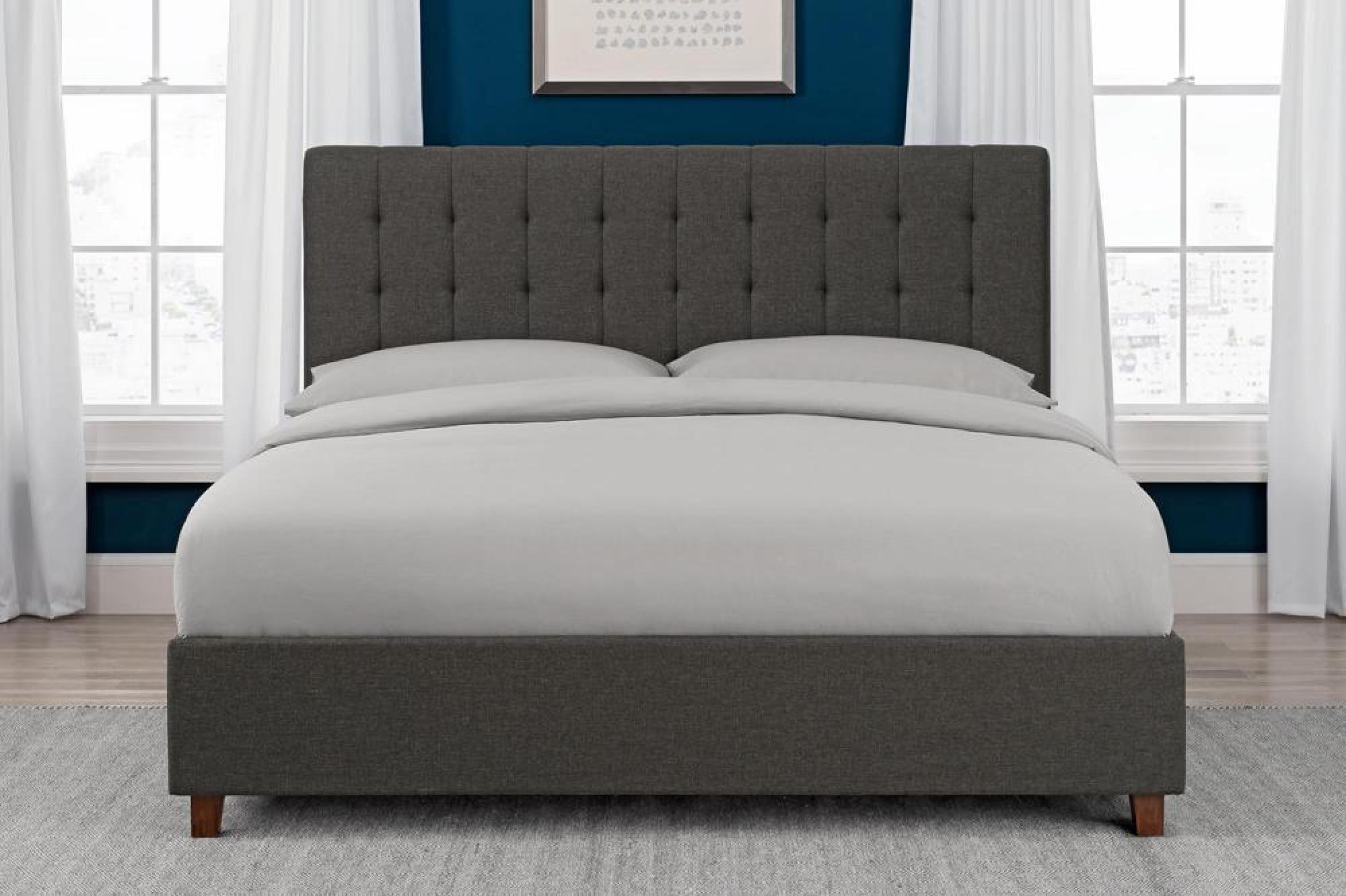 Emily Linen Upholstered Bed - Grey - 5ft King Size - 4108429UK