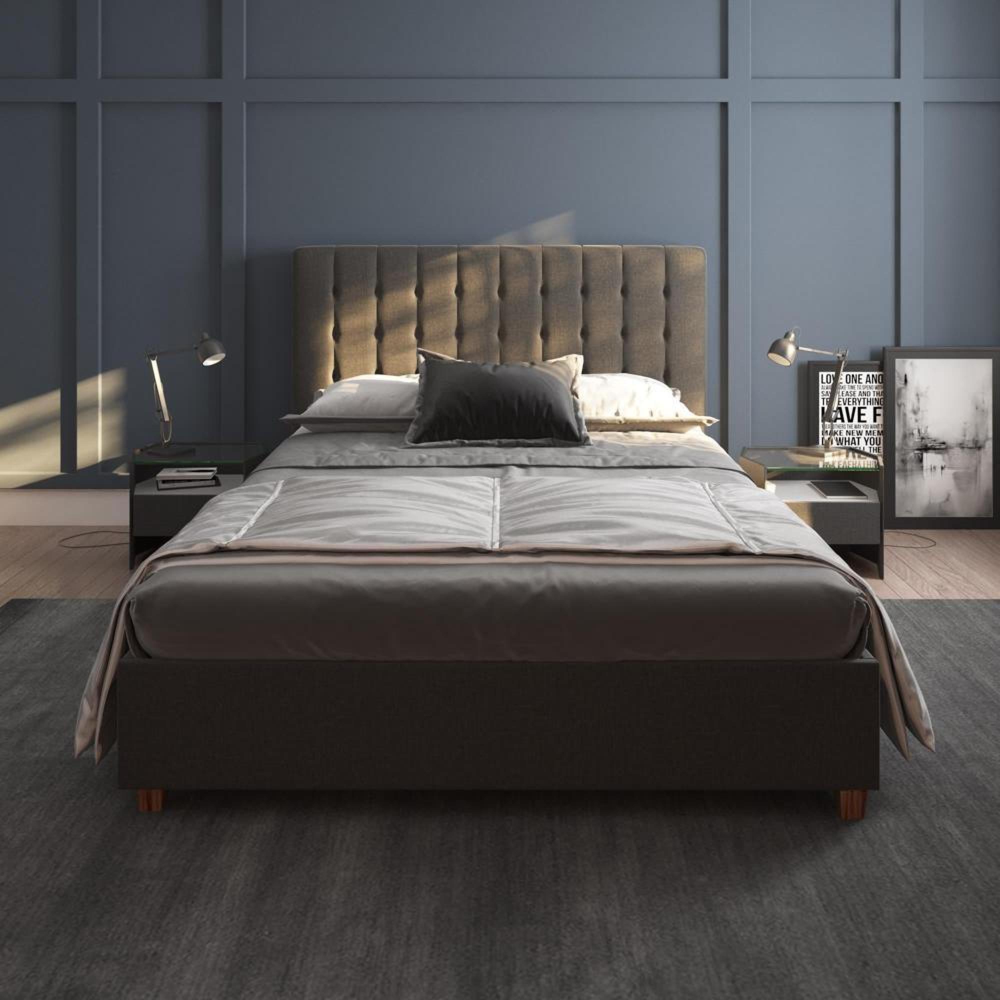 Emily Linen Upholstered Bed - Grey - 5ft King Size - 4108429UK