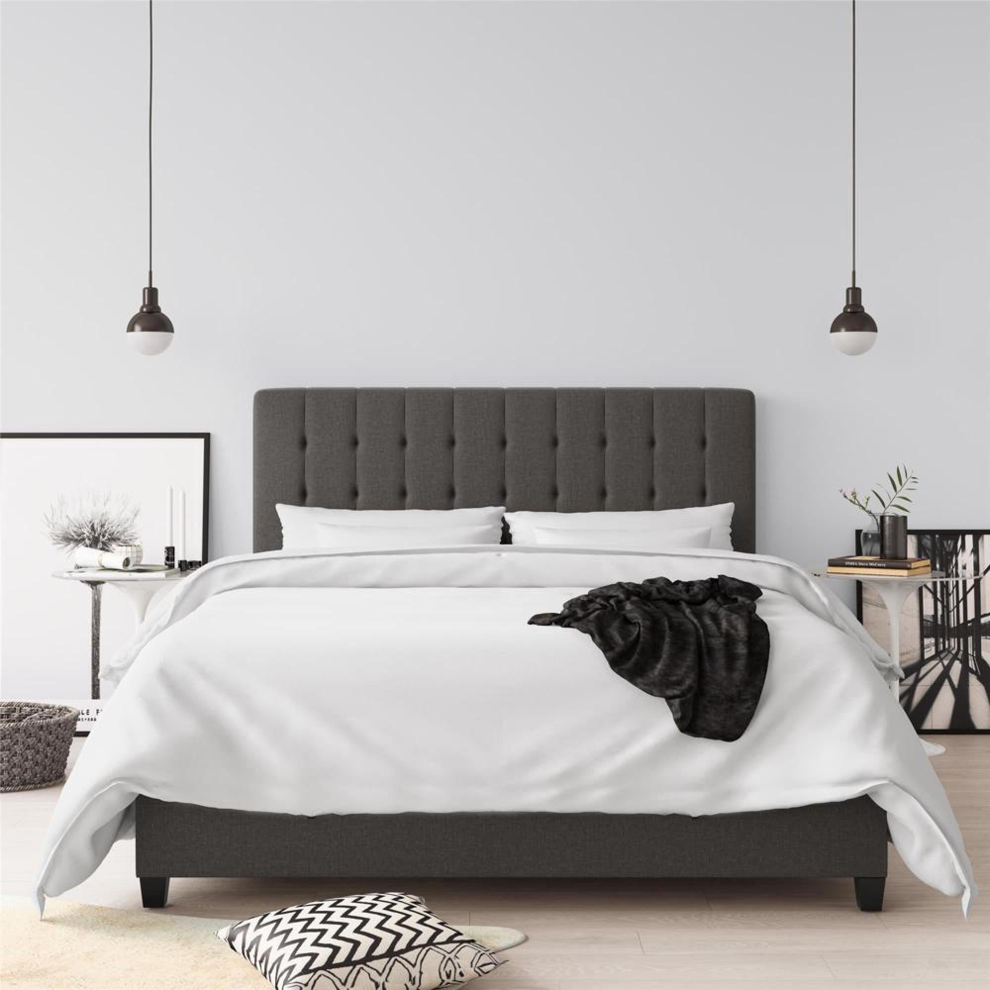 Emily Linen Upholstered Bed - Grey - 5ft King Size - 4108429UK