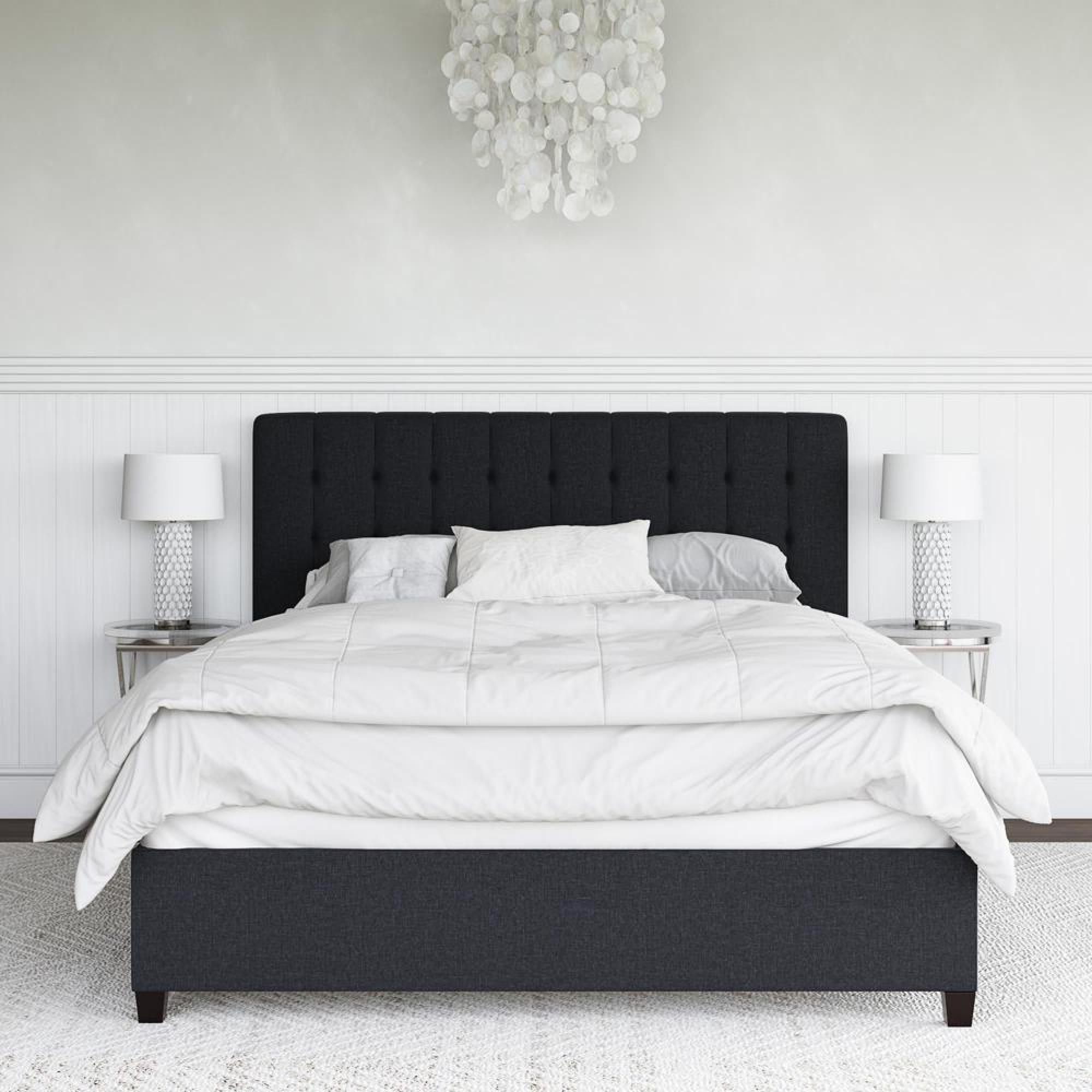 Emily Linen Upholstered Bed - Grey - 5ft King Size - 4108429UK