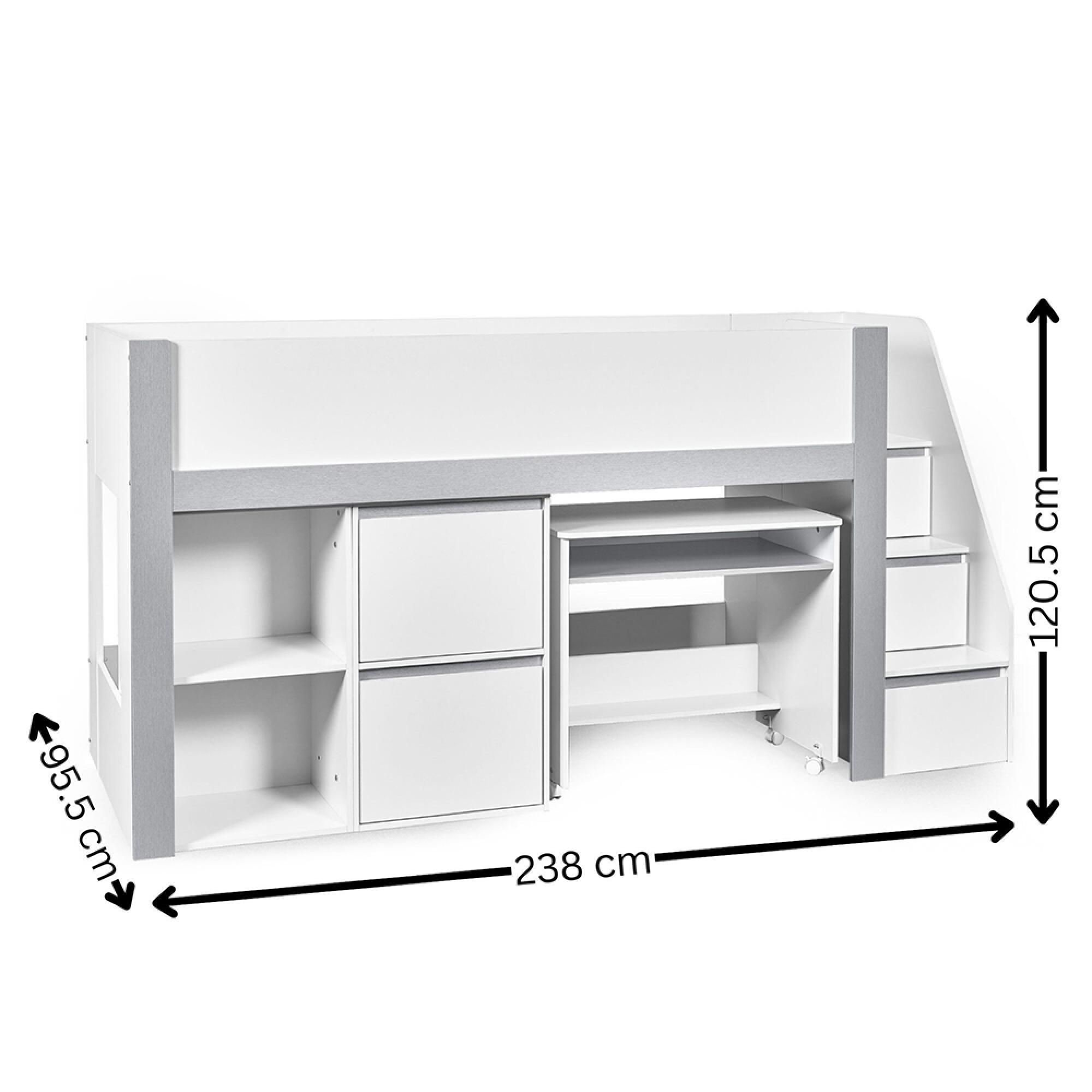 Gaia Midsleeper Bed - White