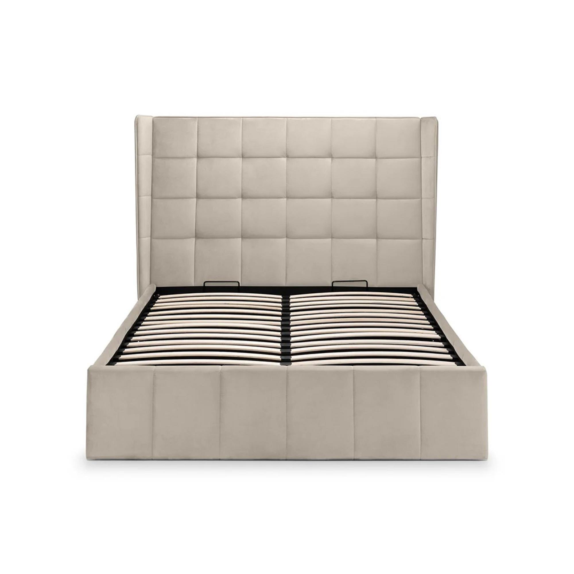 Gatsby Ottoman Storage Bed - Cream Velvet Fabric - Sizes Available