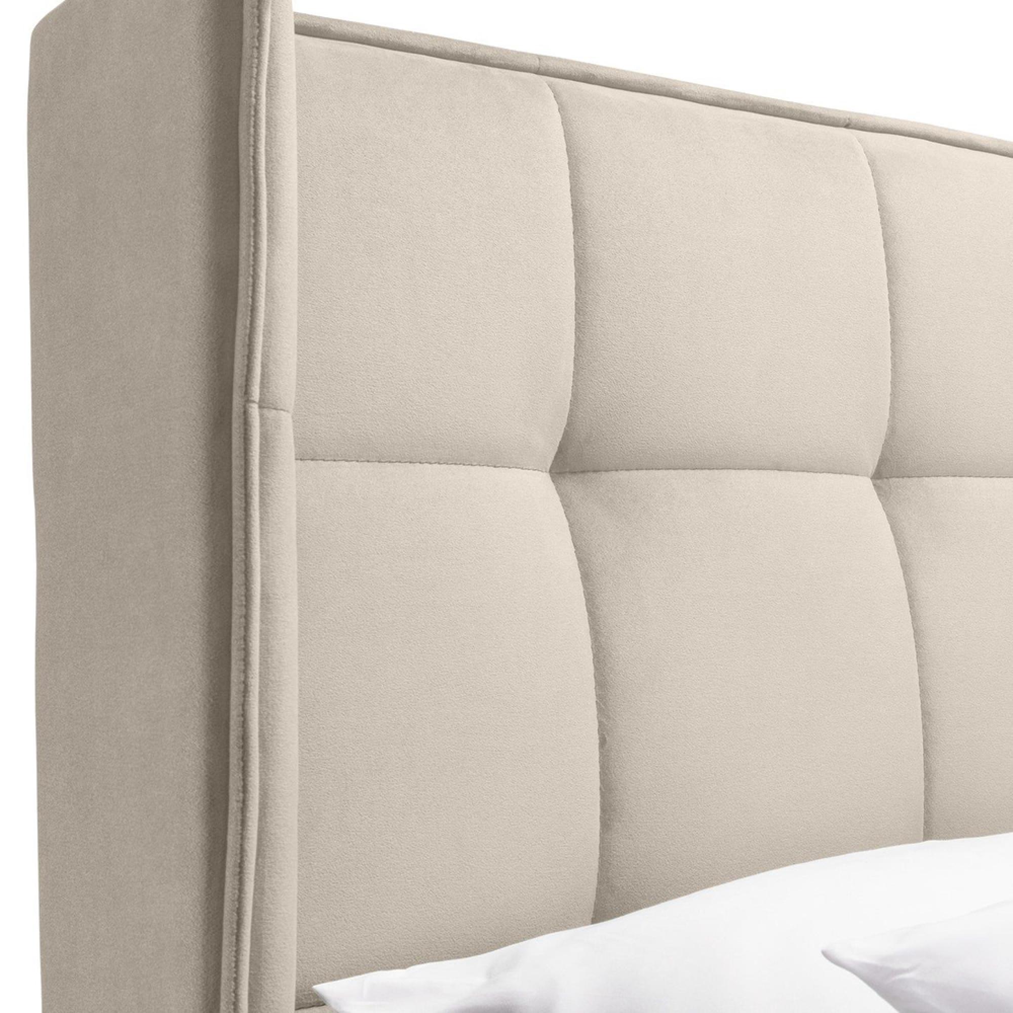 Gatsby Ottoman Storage Bed - Cream Velvet Fabric - Sizes Available