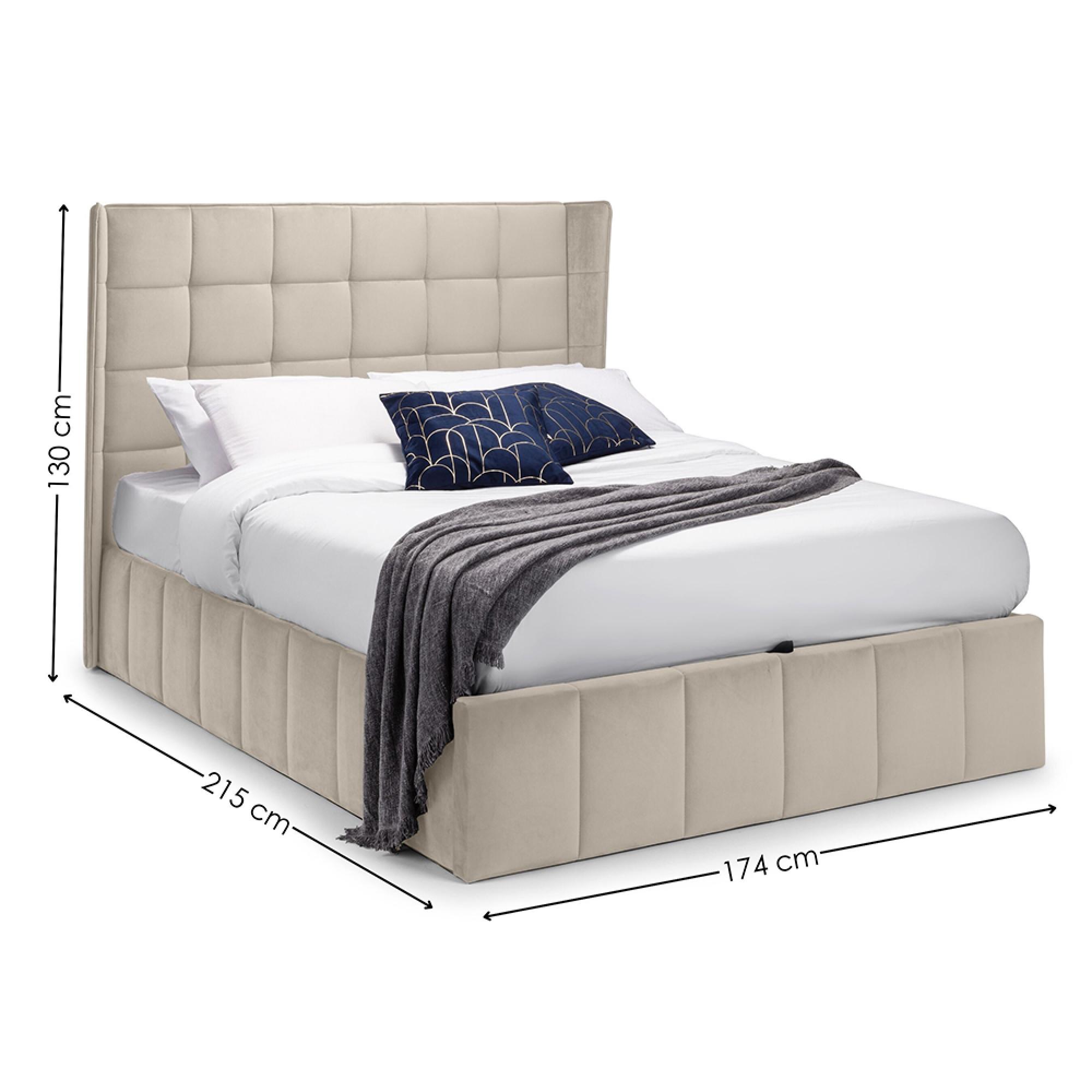 Gatsby Ottoman Storage Bed - Cream Velvet Fabric - Sizes Available