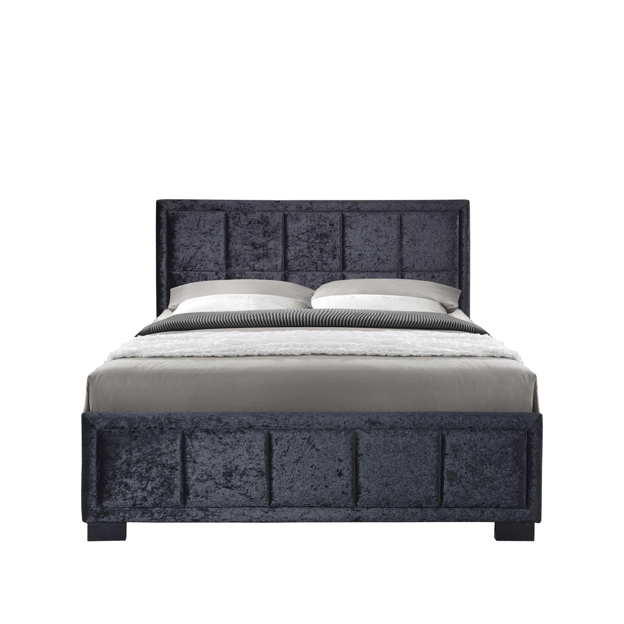 Hannover Bed - Black Velvet Fabric - Sizes Available
