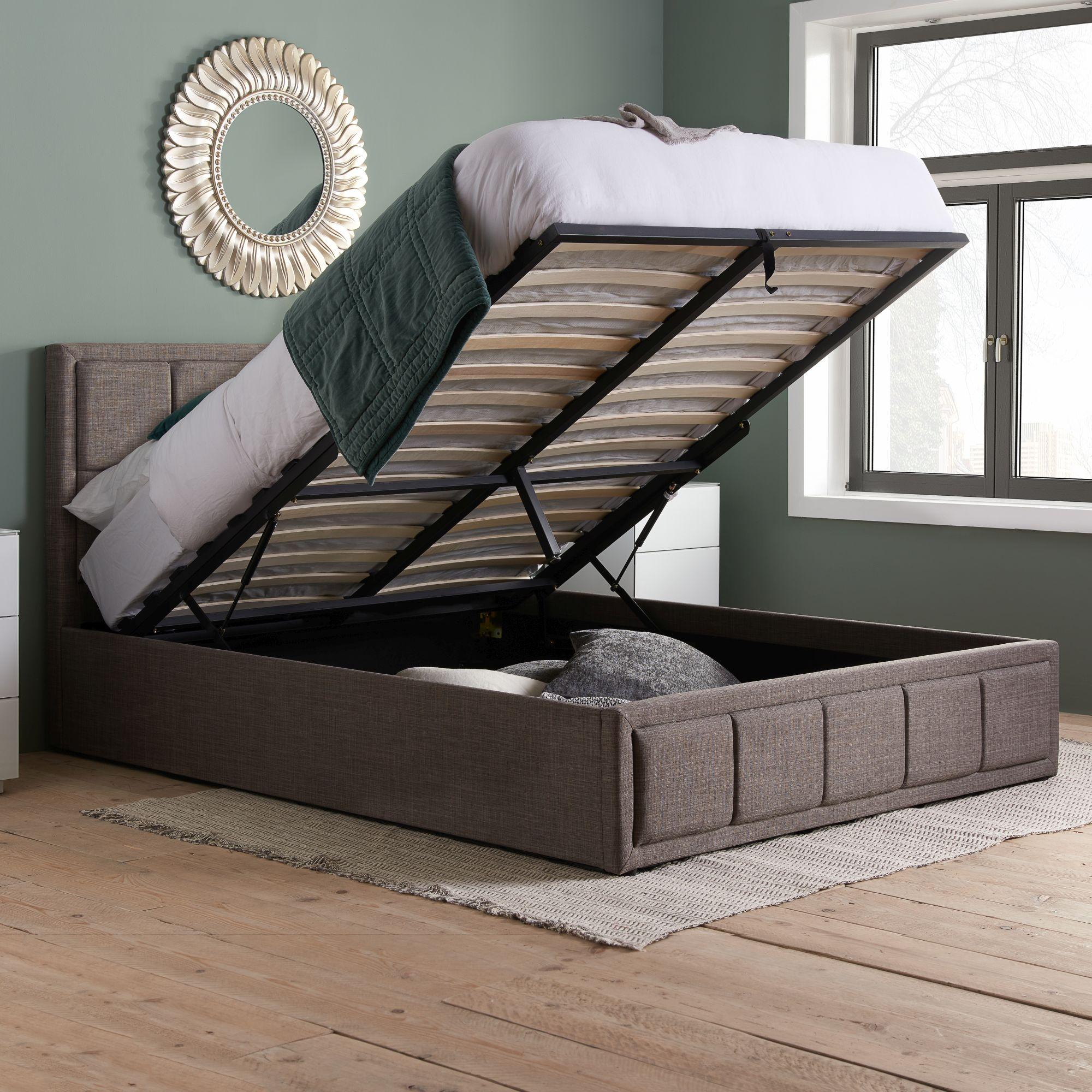 Hannover Ottoman Storage Bed - Grey Fabric - Sizes Available