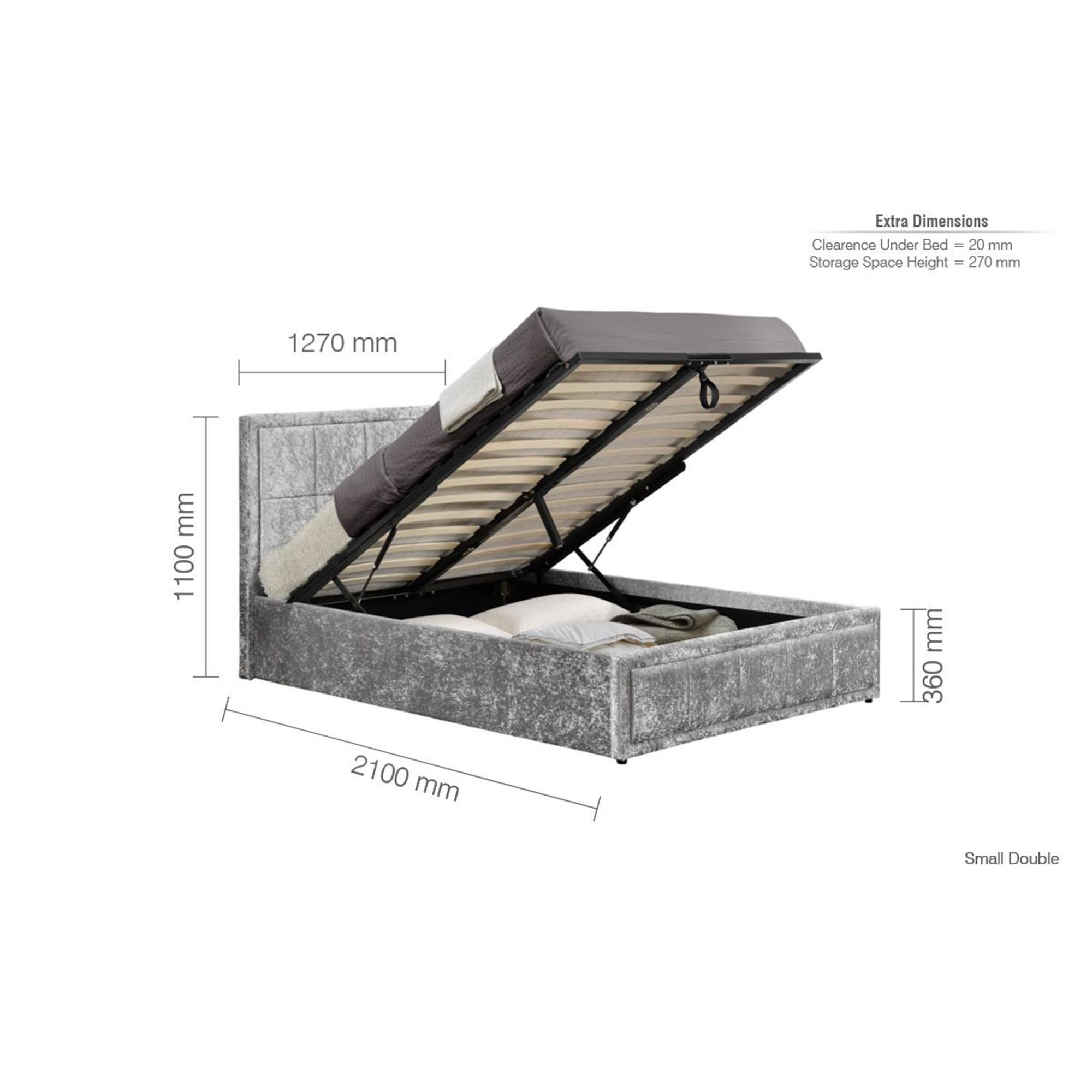 Hannover Ottoman Storage Bed - Steel Crushed Velvet Fabric - Sizes Available