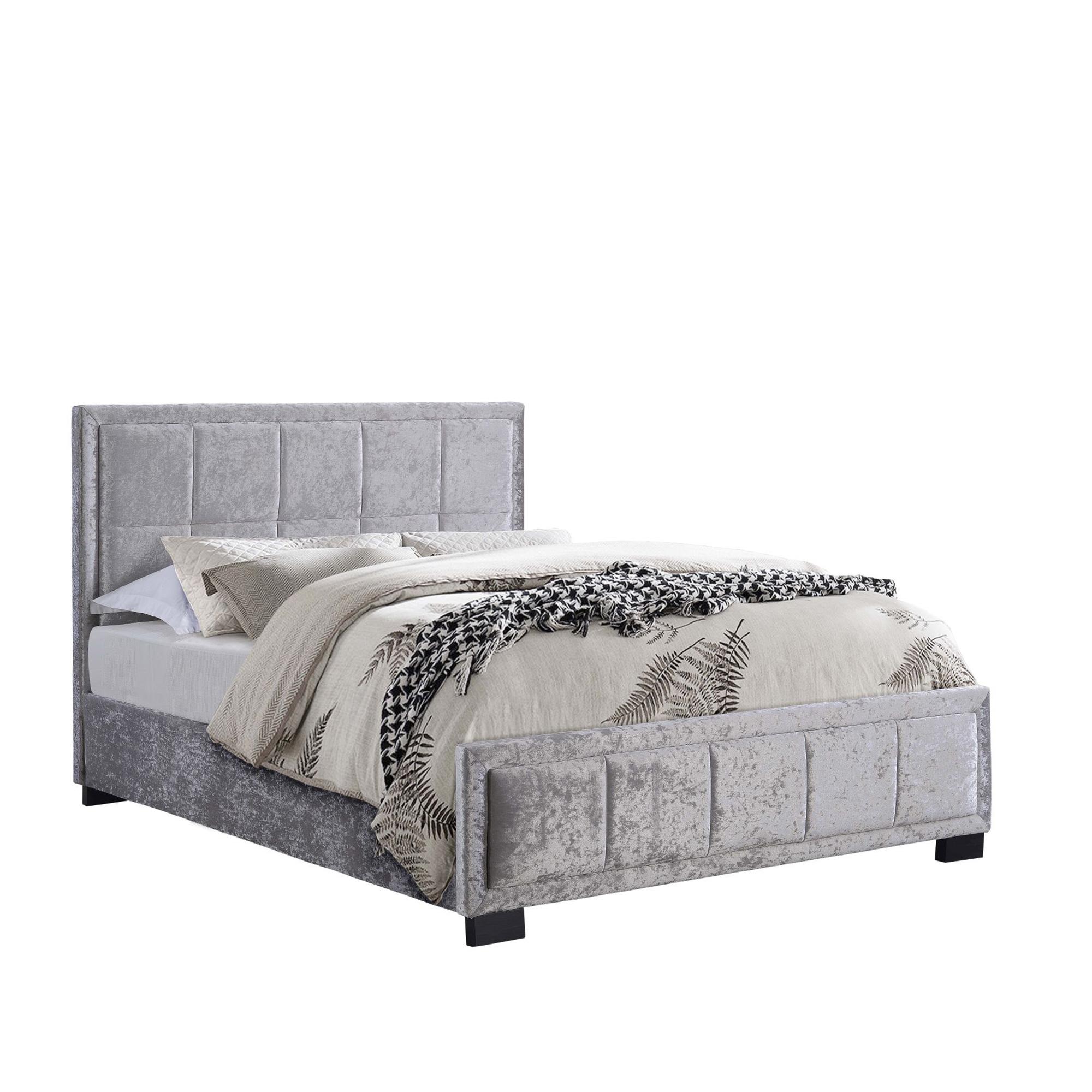 Hannover Bed - Steel Velvet Fabric - Sizes Available