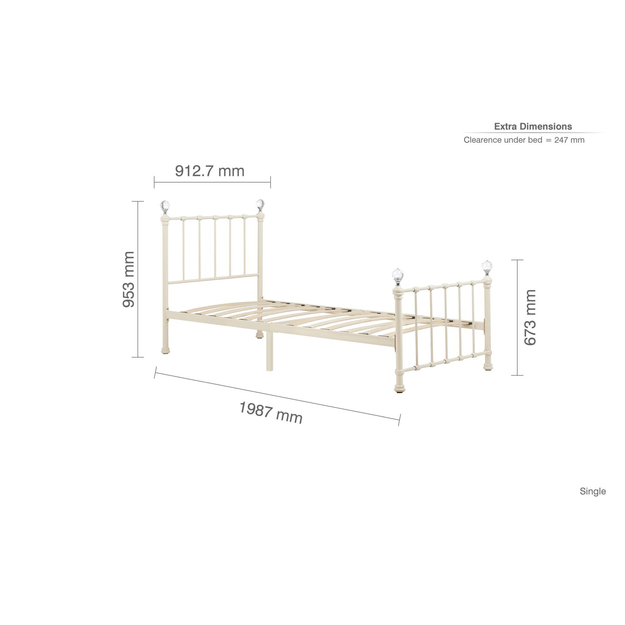 Jessica Bed Frame - Cream Metal - 3ft Single