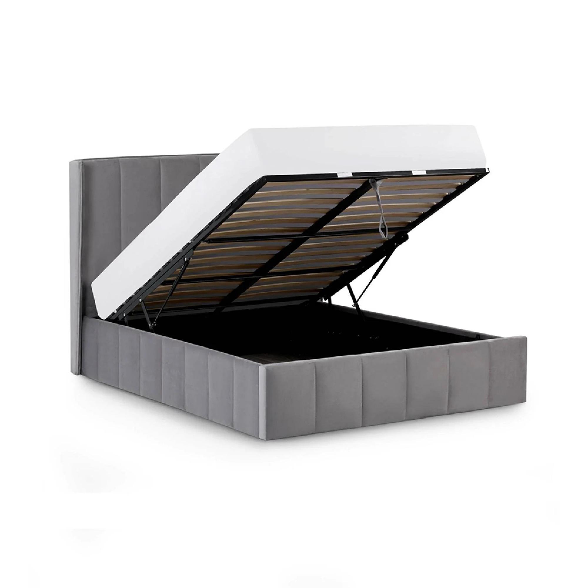 Katie Ottoman Storage Bed - Grey Fabric - Sizes Available