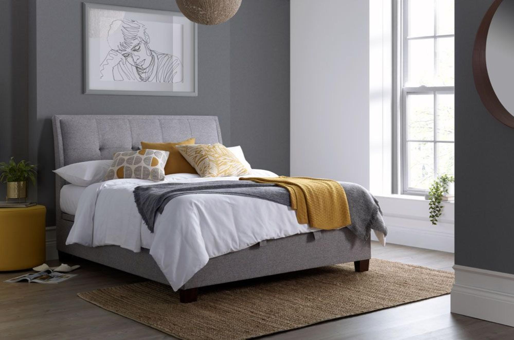 Accent Ottoman Storage Bed - Marbella Grey Fabric - Sizes Available