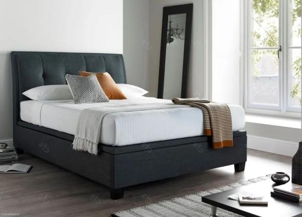 Accent Ottoman Storage Bed - Pendle Slate Fabric - Sizes Available