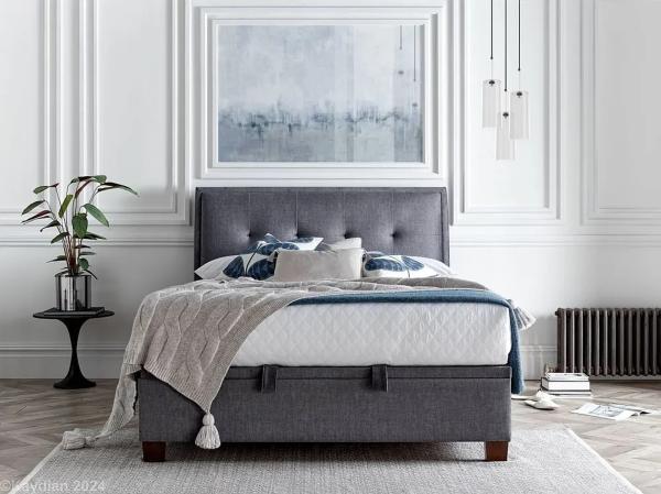 Accent Ottoman Storage Bed - Vogue Grey Fabric - Sizes Available