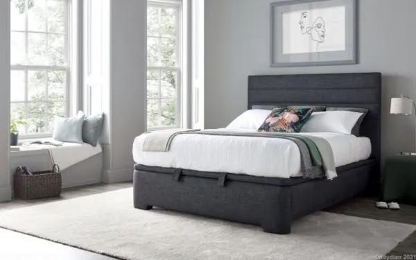 Appleby Ottoman Storage Bed - Pendle Slate Fabric - Sizes Available