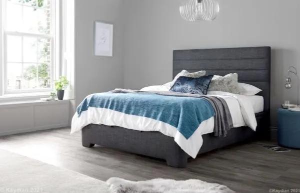 Appleby Ottoman Storage Bed - Pendle Slate Fabric - Sizes Available