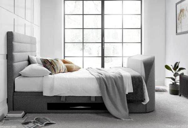 Appleton Ottoman Storage TV Bed - Marbella Grey Fabric - Sizes Available