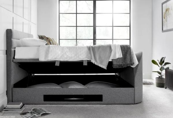 Appleton Ottoman Storage TV Bed - Marbella Grey Fabric - Sizes Available