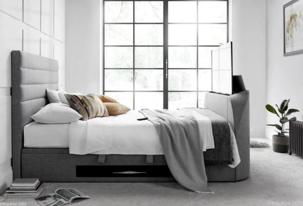 Appleton Ottoman Storage TV Bed - Marbella Grey Fabric - Sizes Available