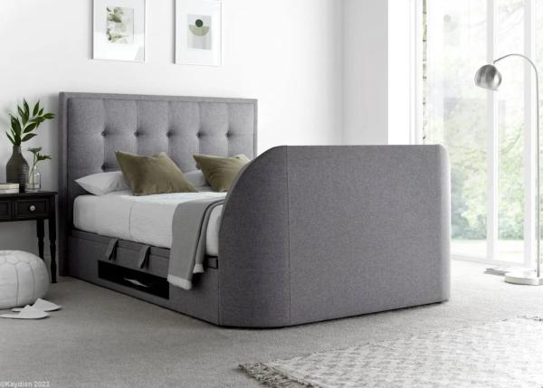 Falmer Ottoman Storage TV Bed - Marbella Grey Fabric - Sizes Available