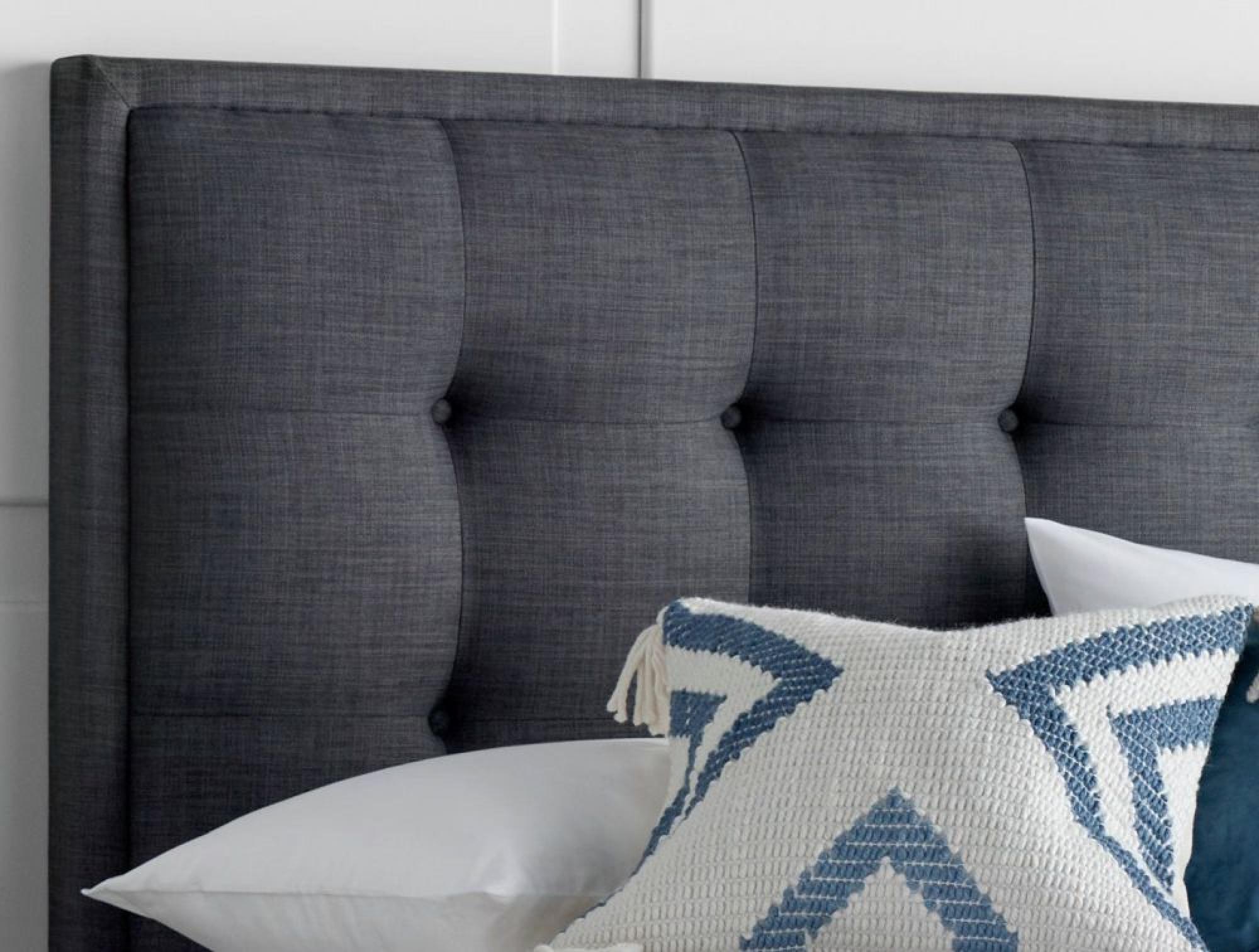 Falmer Ottoman Storage TV Bed - Pendle Slate Dark Grey Fabric - Sizes Available