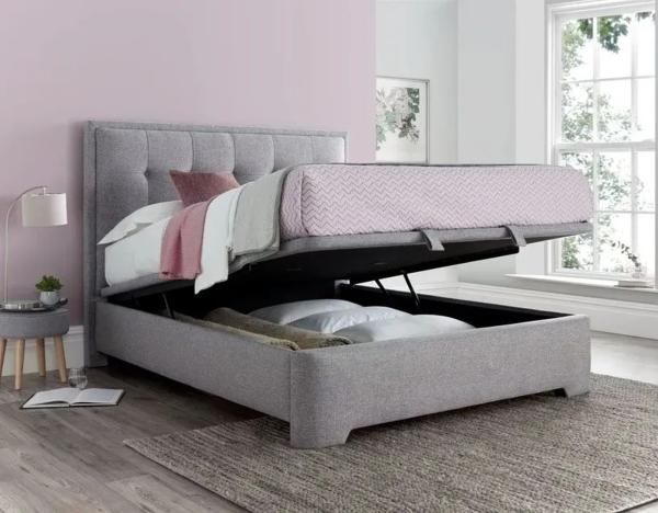 Falstone Ottoman Storage Bed - Marbella Grey Fabric - Sizes Available