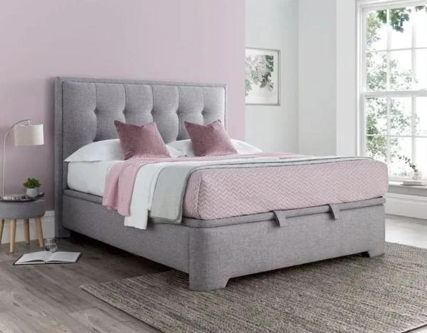 Falstone Ottoman Storage Bed - Marbella Grey Fabric - Sizes Available
