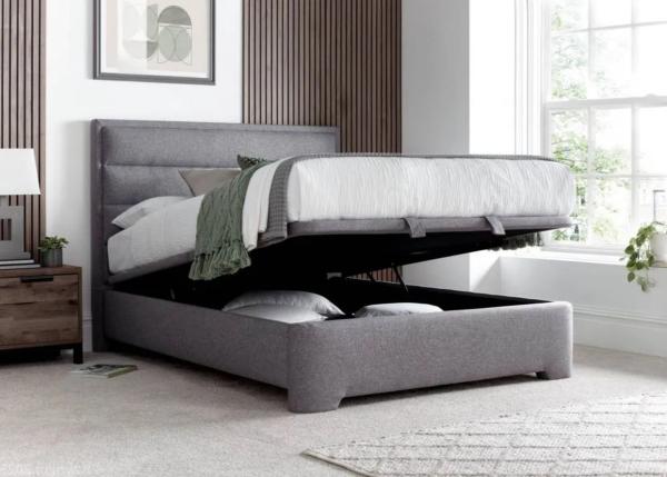 Kirkby Ottoman Storage Bed - Marbella Grey Fabric - Sizes Available