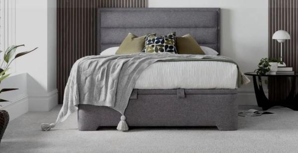 Kirkby Ottoman Storage Bed - Marbella Grey Fabric - Sizes Available