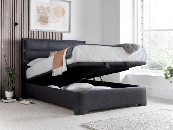 Kirkby Ottoman Storage Bed - Pendle Slate Fabric - Sizes Available