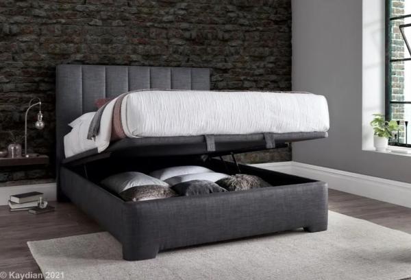 Medburn Ottoman Storage Bed - Marbella Slate Grey Fabric - Sizes Available