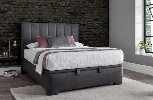Medburn Ottoman Storage Bed - Marbella Slate Grey Fabric - Sizes Available