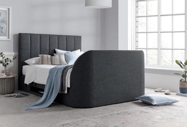 Medway Ottoman Storage TV Bed - Grey Fabric - Sizes Available