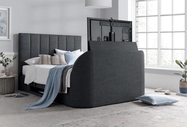 Medway Ottoman Storage TV Bed - Grey Fabric - Sizes Available