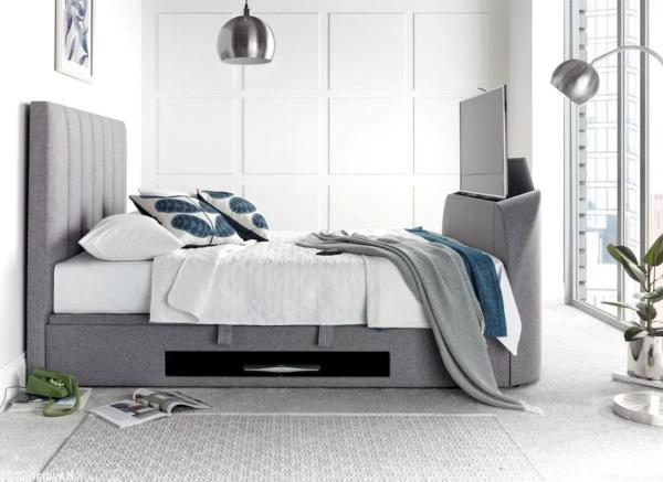 Medway Ottoman Storage TV Bed - Marbella Grey Fabric - Sizes Available