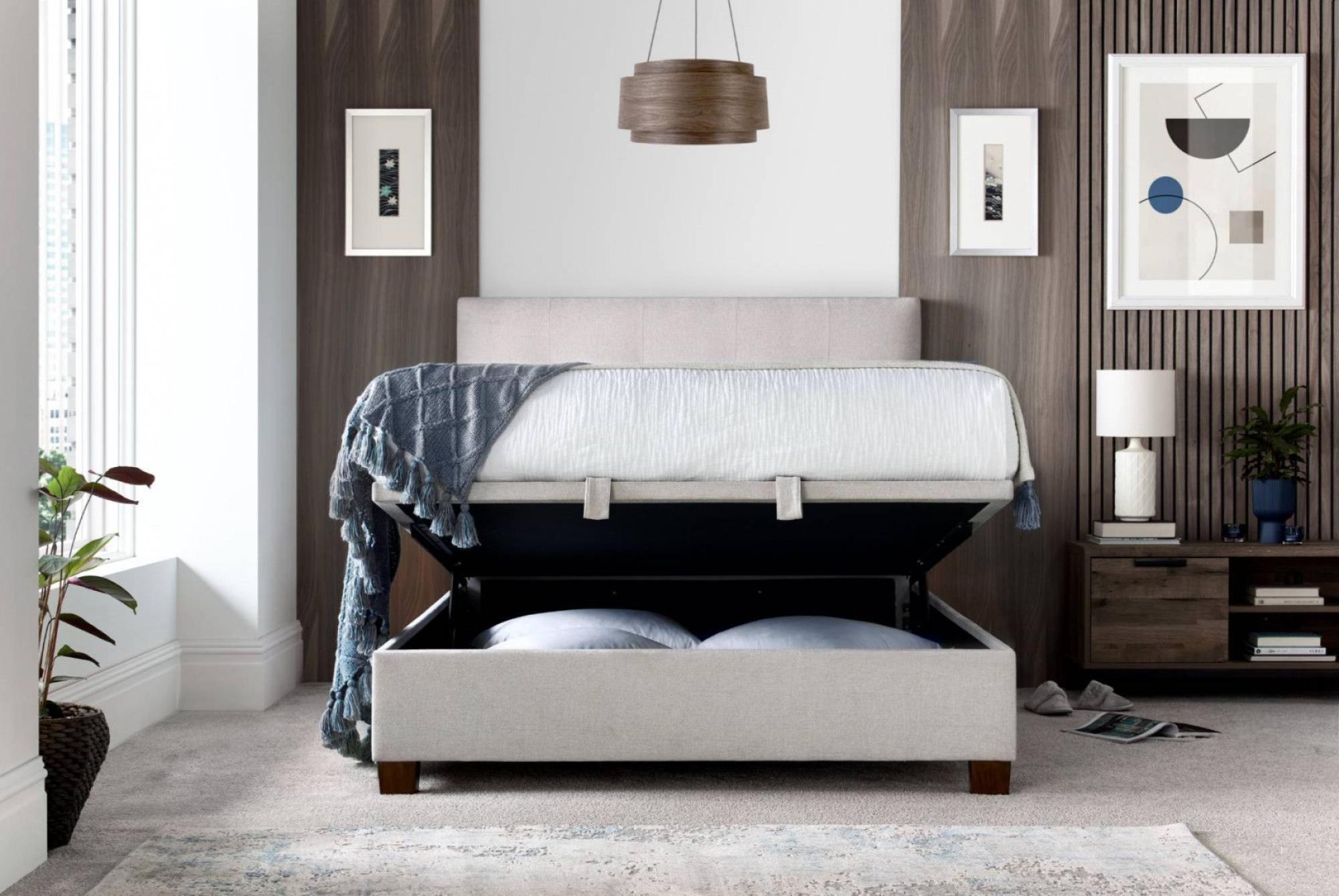 Walkworth Ottoman Storage Bed - Maskat Clay Fabric - Sizes Available