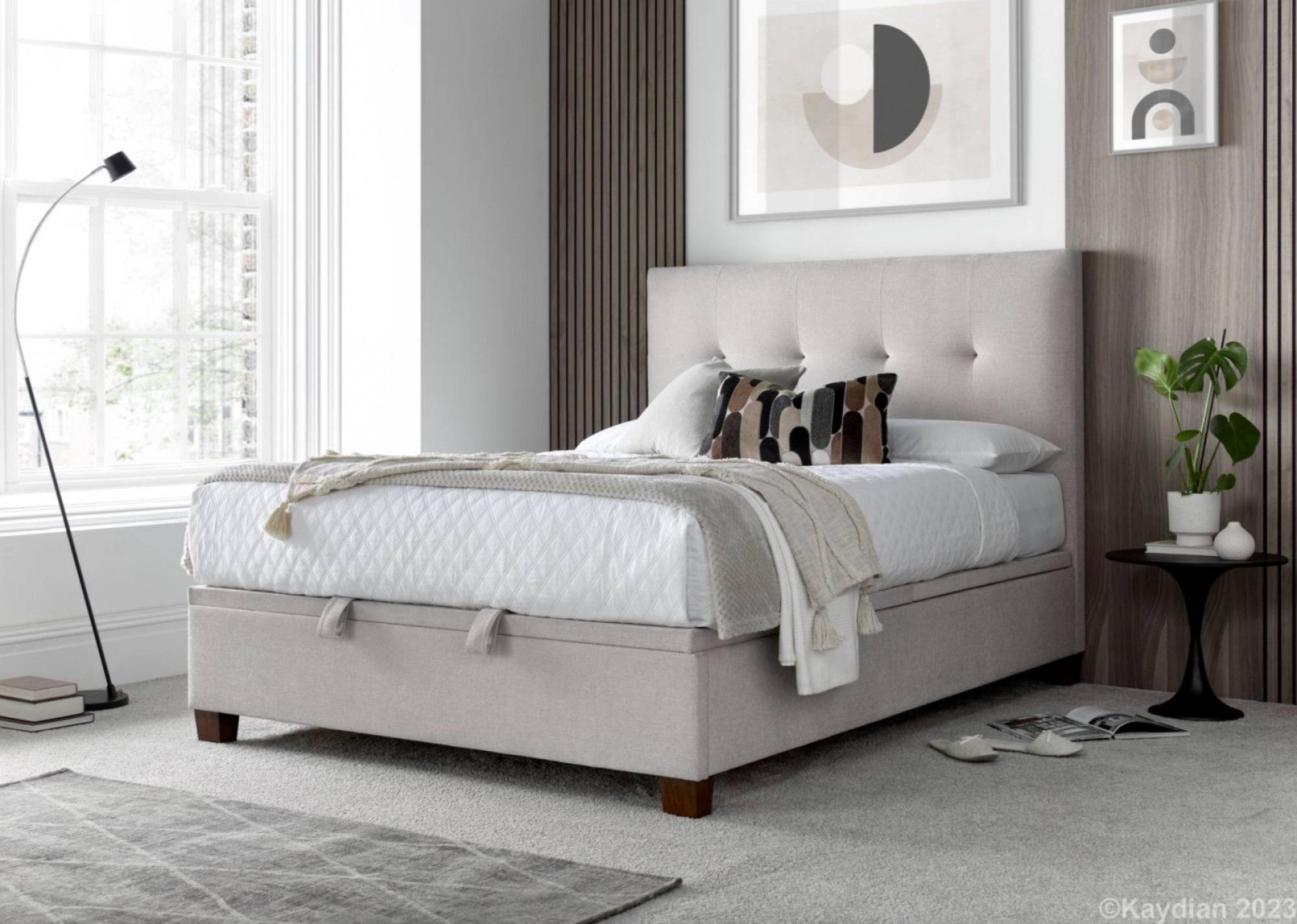 Walkworth Ottoman Storage Bed - Maskat Clay Fabric - Sizes Available