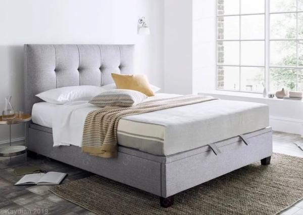 Walkworth Ottoman Storage Bed - Marbella Dark Grey Fabric - Sizes Available