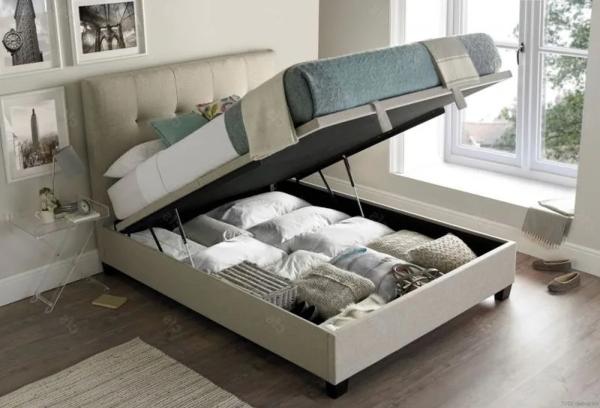 Walkworth Ottoman Storage Bed - Oatmeal Fabric - Sizes Available