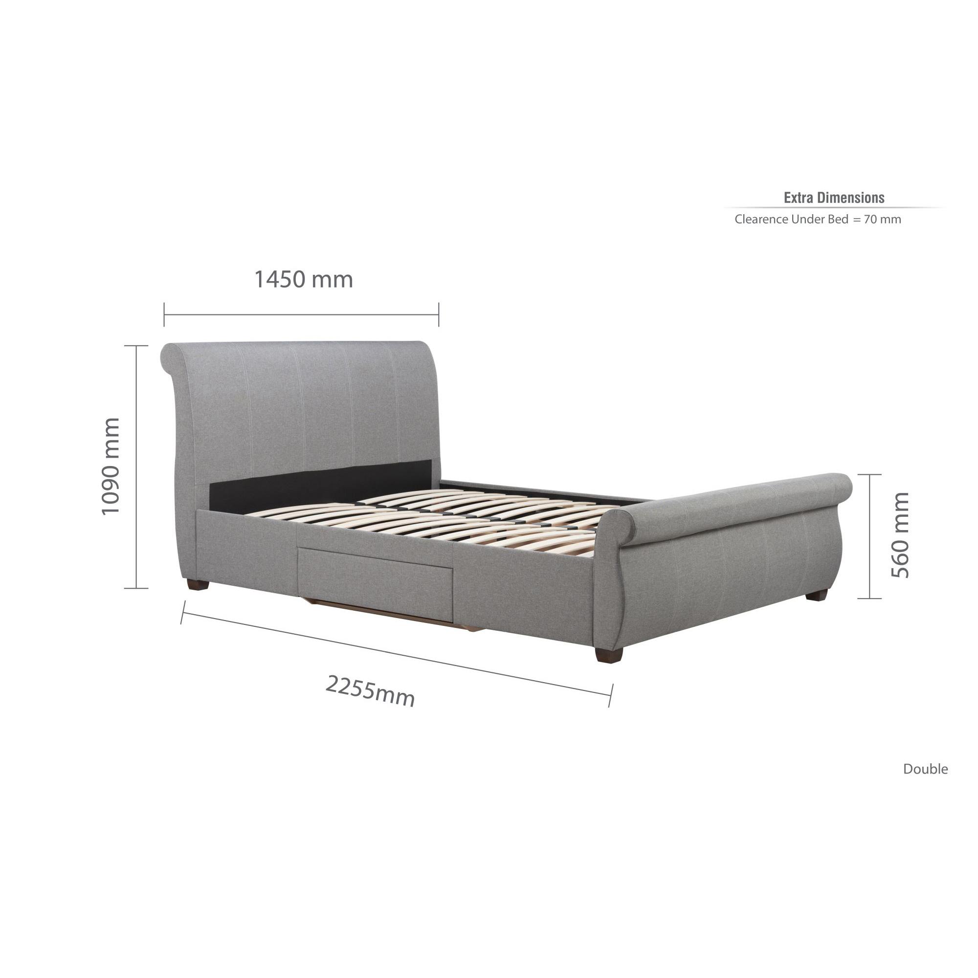 Lancaster Bed - Grey Fabric - Sizes Available