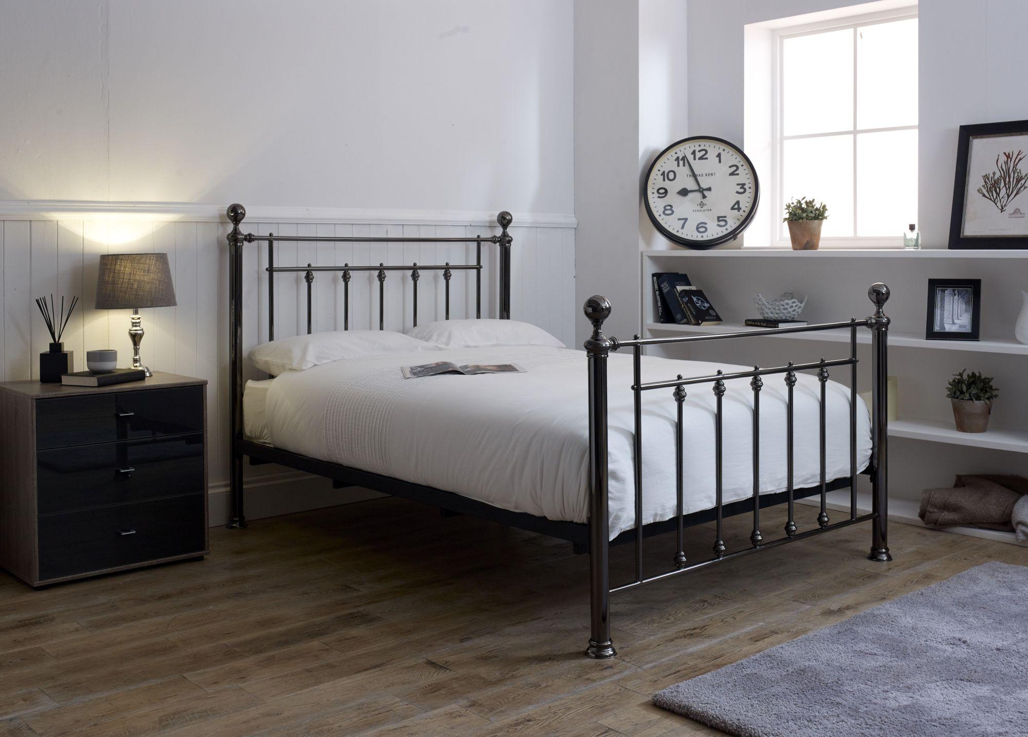 Lane Black Chrome Metal Bed - Sizes Available