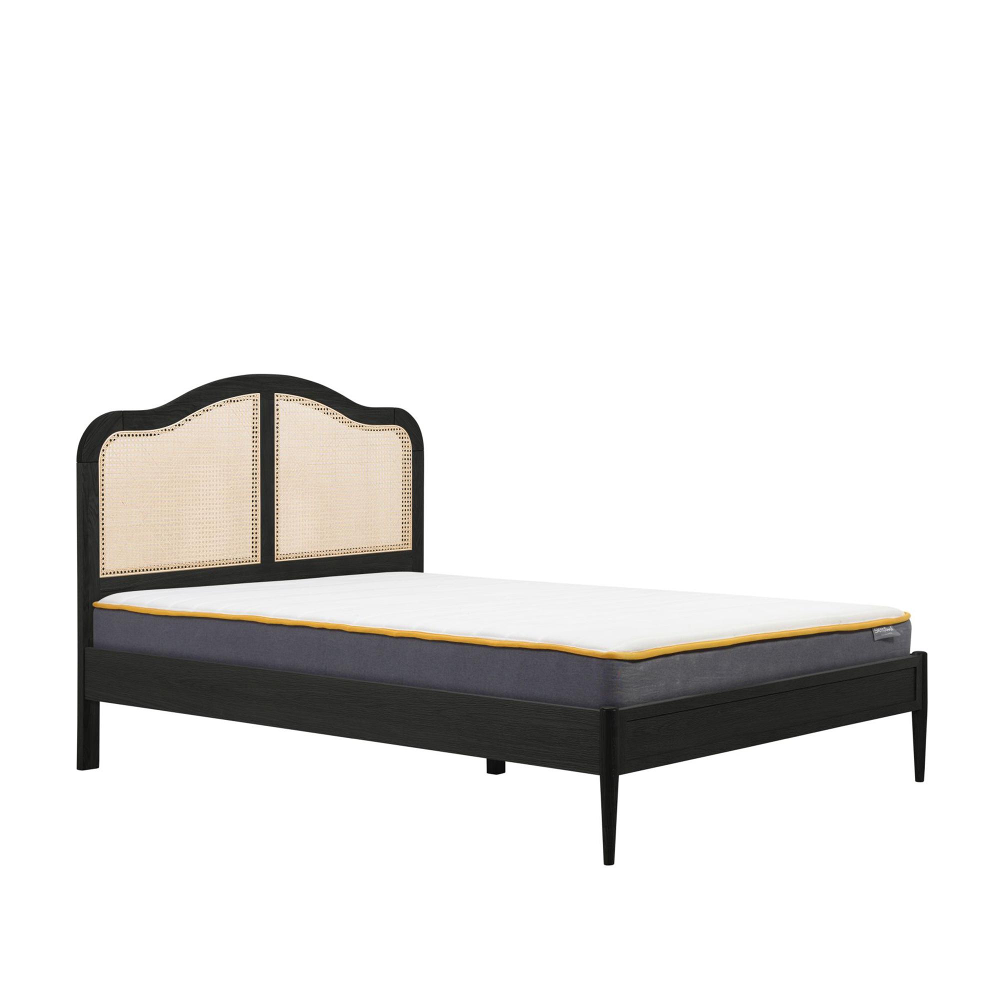 Leonie Bed - Black Oak and Rattan - Sizes Available