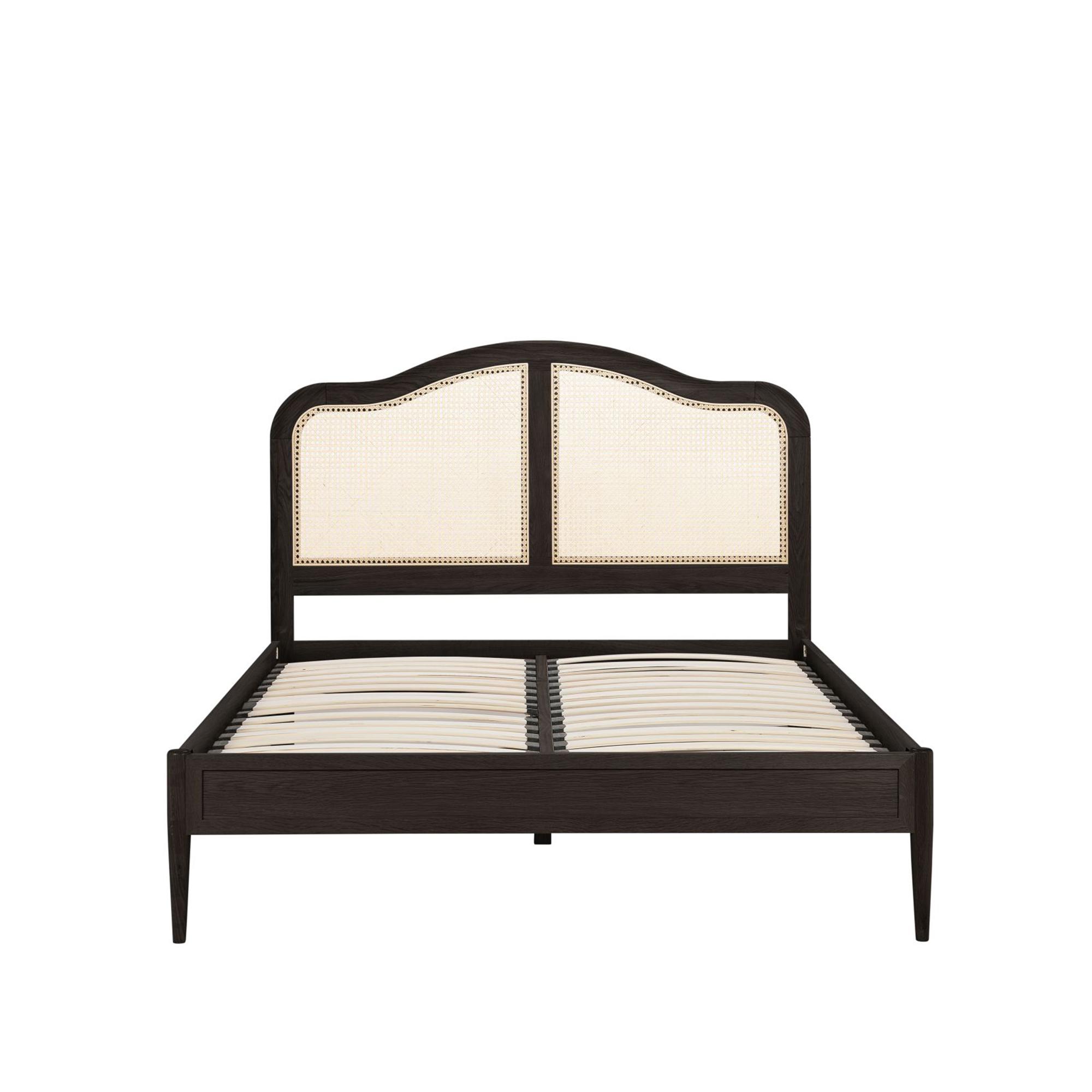 Leonie Bed - Black Oak and Rattan - Sizes Available
