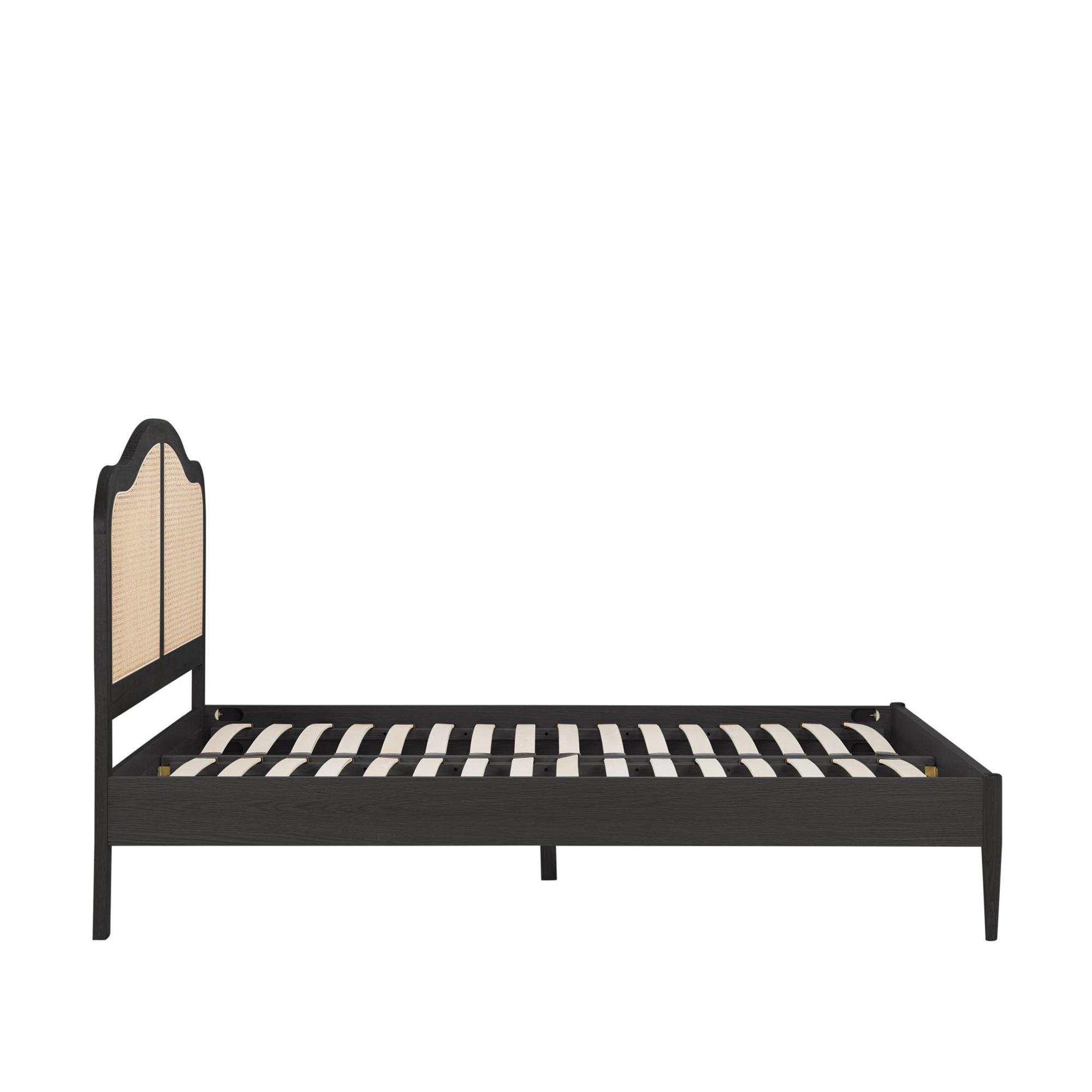 Leonie Bed - Black Oak and Rattan - Sizes Available