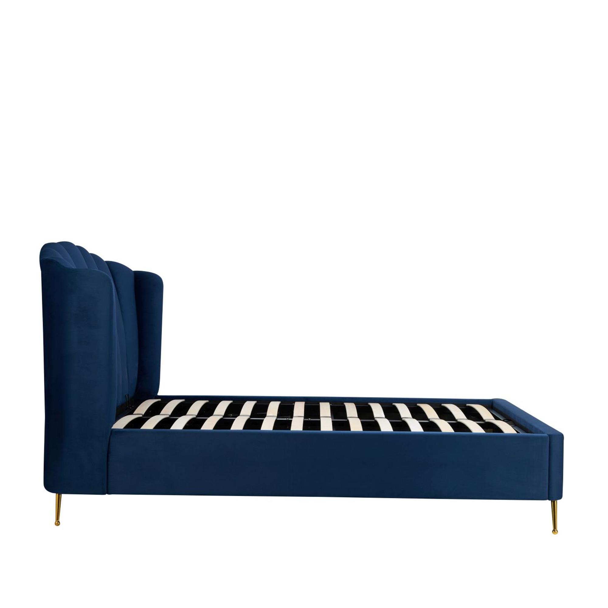 Lottie Ottoman Storage Bed - Blue Fabric - Sizes Available