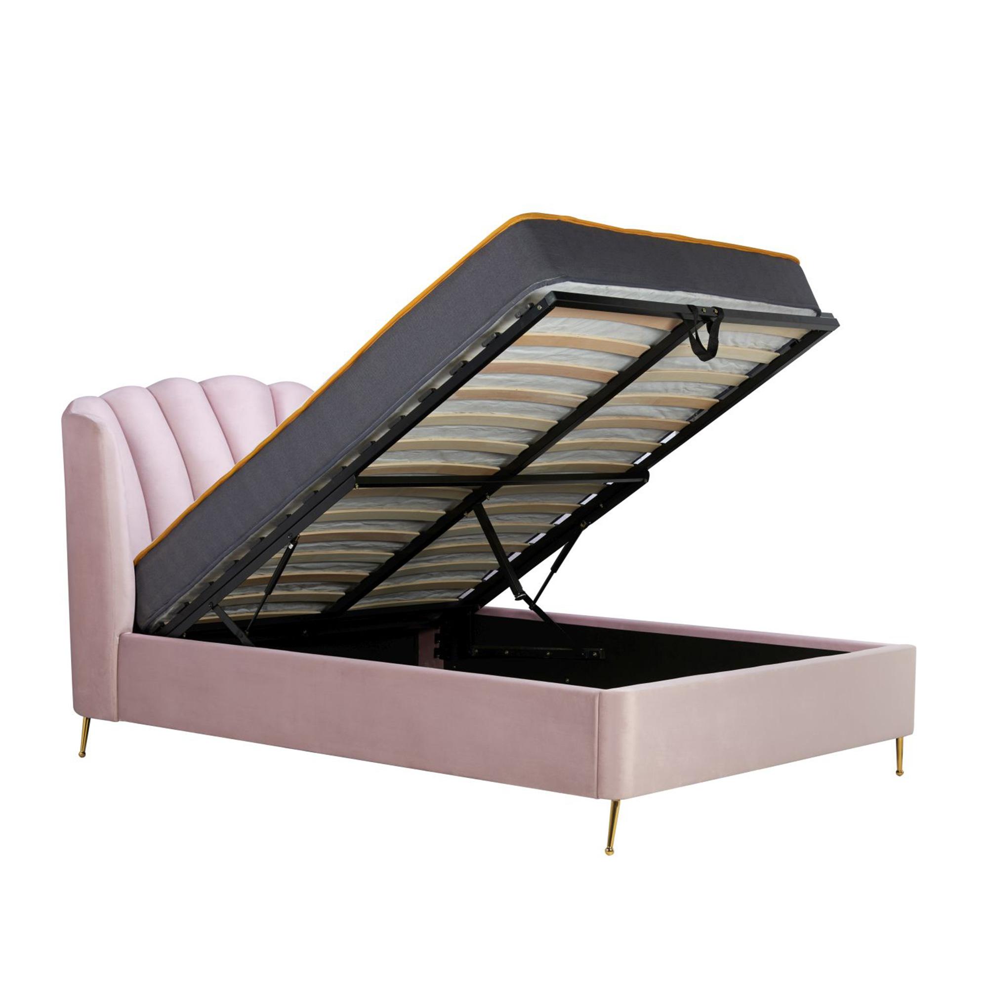 Lottie Ottoman Storage Bed - Pink Fabric - Sizes Available