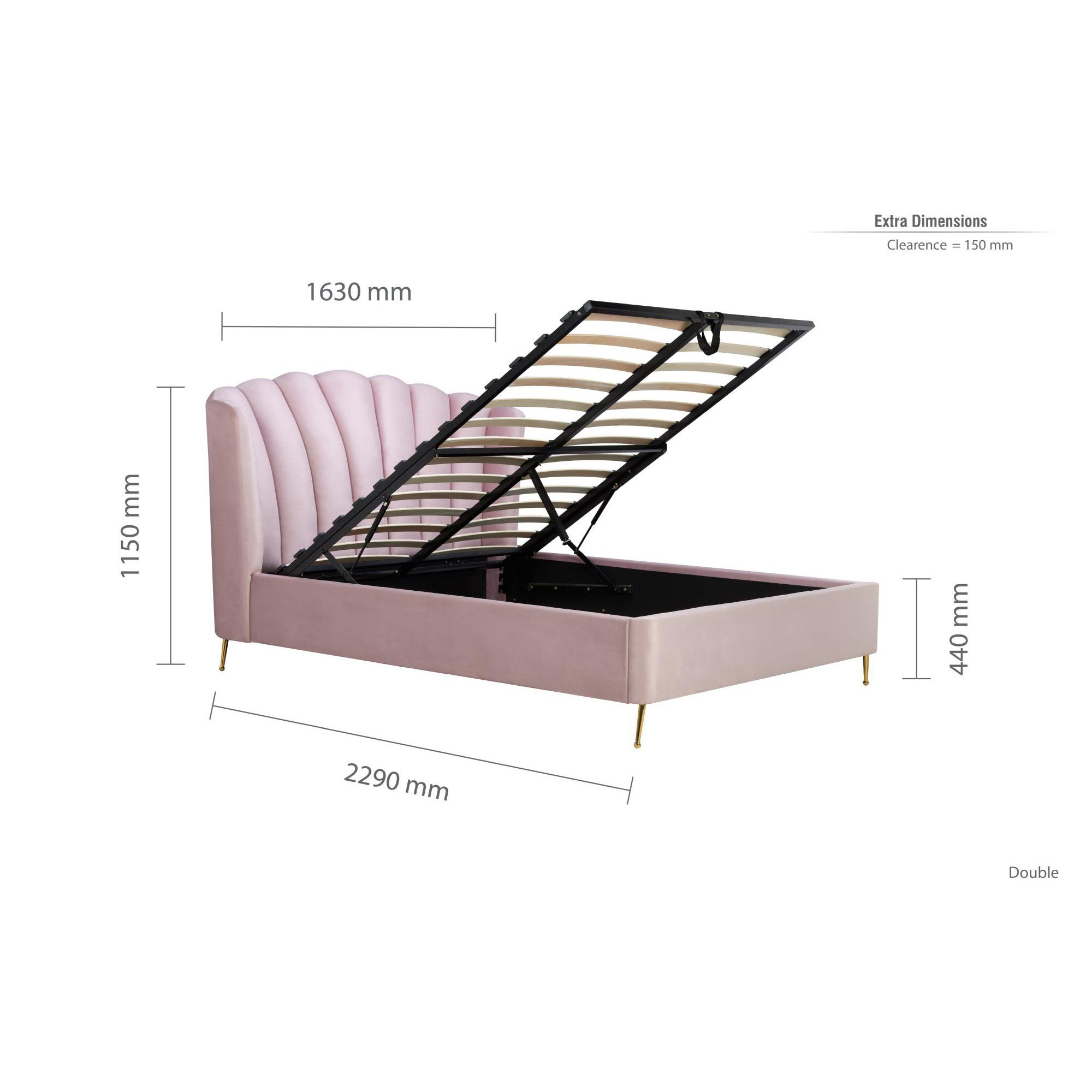 Lottie Ottoman Storage Bed - Pink Fabric - Sizes Available