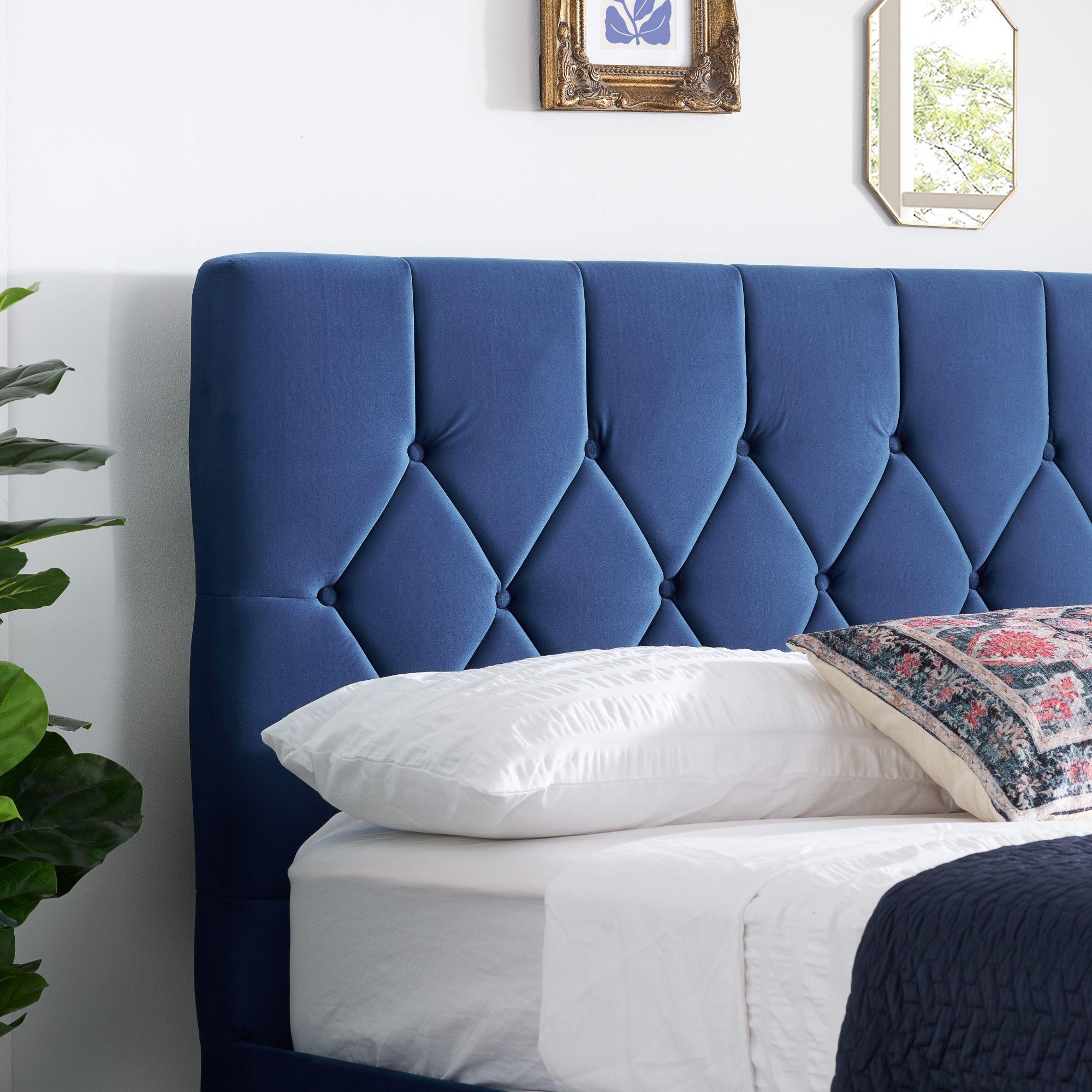 Loxley Ottoman Storage Bed - Blue Fabric - Sizes Available